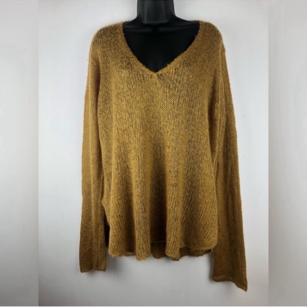 Wooden Ships Paola Buendia Shirt Tail V Mohair Wool blend Sweater Womens Sz M/L